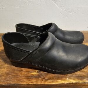 Women's Black Leather Clogs Size 38